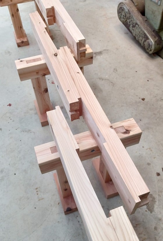 組立前　金輪継ぎの継手　伝えたい木組みの技術